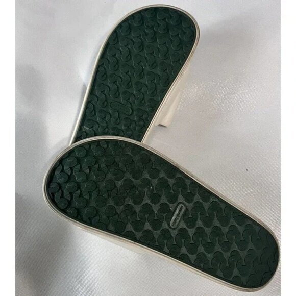 Tory Burch Womens Size 7M Lina Rainbow Logo Slide Nappa Leather Ivory/Multicolor - Picture 3 of 3